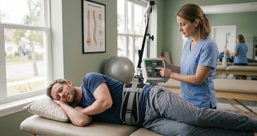 A person resting a flared-up lower back after exercise, considering gentler treatment options